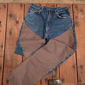 Cabela's Two-Tone Blue Denim and Brown Work Jeans